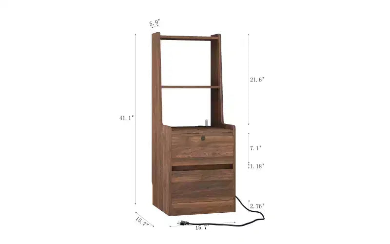 Table de chevet haute avec station de charge et veilleuse, commande vocale, grandes tables de chevet en bois avec meuble de rangement et étagère pour chambre à coucher