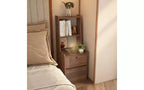 Table de chevet haute avec station de charge et veilleuse, commande vocale, grandes tables de chevet en bois avec meuble de rangement et étagère pour chambre à coucher