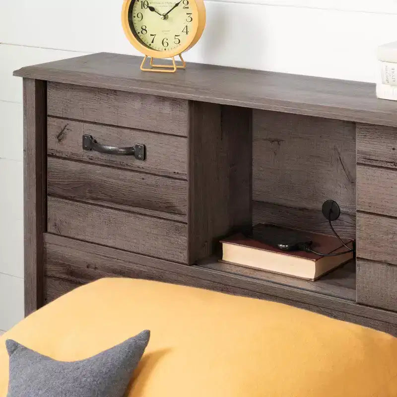 Tête de lit bibliothèque avec rangement et portes coulissantes HomeStock Kids Bedroom