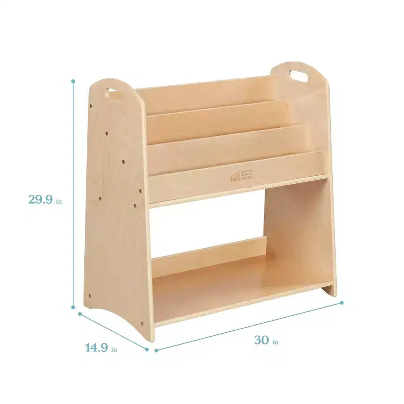 Présentoir à livres ECR4Kids à 3 étagères avec poignées et rangement, 76 cm, bibliothèque pour enfants