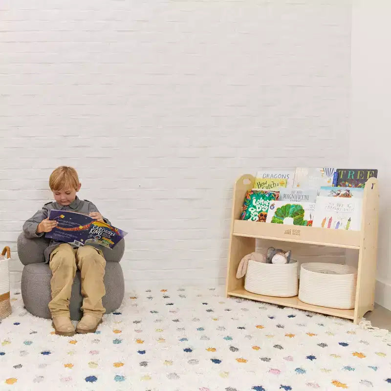 Présentoir à livres ECR4Kids à 3 étagères avec poignées et rangement, 76 cm, bibliothèque pour enfants
