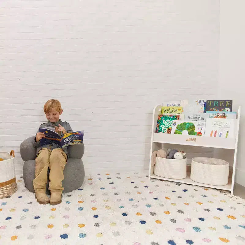 Présentoir à livres ECR4Kids à 3 étagères avec poignées et rangement, 76 cm, bibliothèque pour enfants