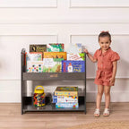 Présentoir à livres ECR4Kids à 3 étagères avec poignées et rangement, 76 cm, bibliothèque pour enfants
