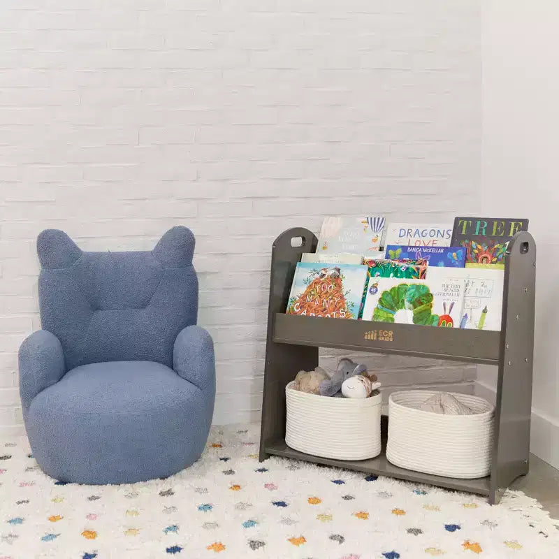 Présentoir à livres ECR4Kids à 3 étagères avec poignées et rangement, 76 cm, bibliothèque pour enfants