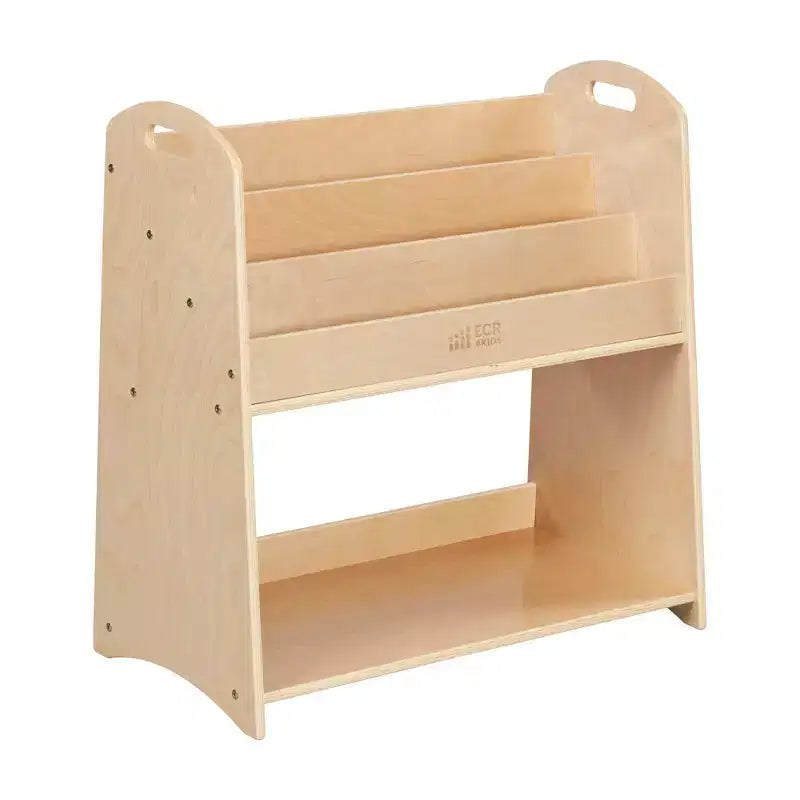 Présentoir à livres ECR4Kids à 3 étagères avec poignées et rangement, 76 cm, bibliothèque pour enfants