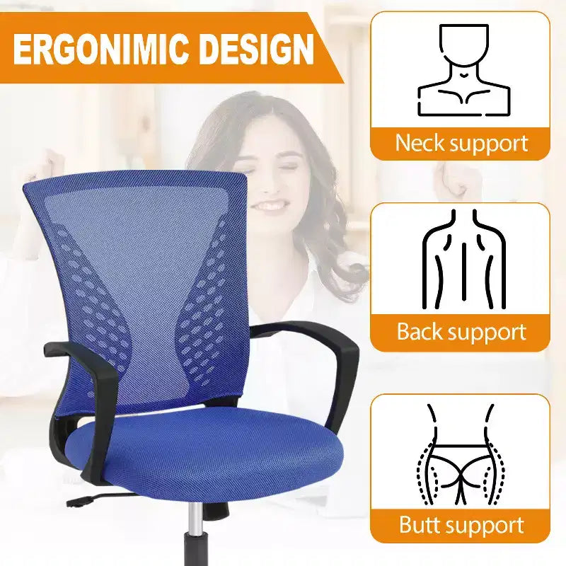 Chaise de bureau en maille BestMassage, chaise de bureau d'ordinateur, chaise de direction avec siège réglable en hauteur et dossier respirant