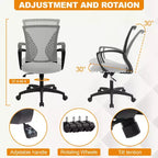 Chaise de bureau en maille BestMassage, chaise de bureau d'ordinateur, chaise de direction avec siège réglable en hauteur et dossier respirant