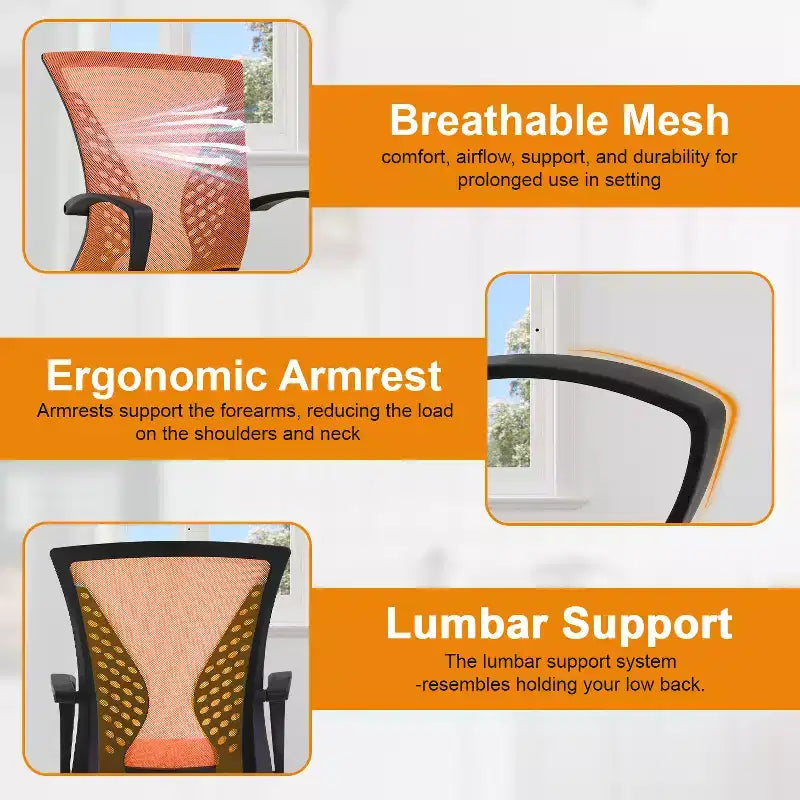 Chaise de bureau en maille BestMassage, chaise de bureau d'ordinateur, chaise de direction avec siège réglable en hauteur et dossier respirant