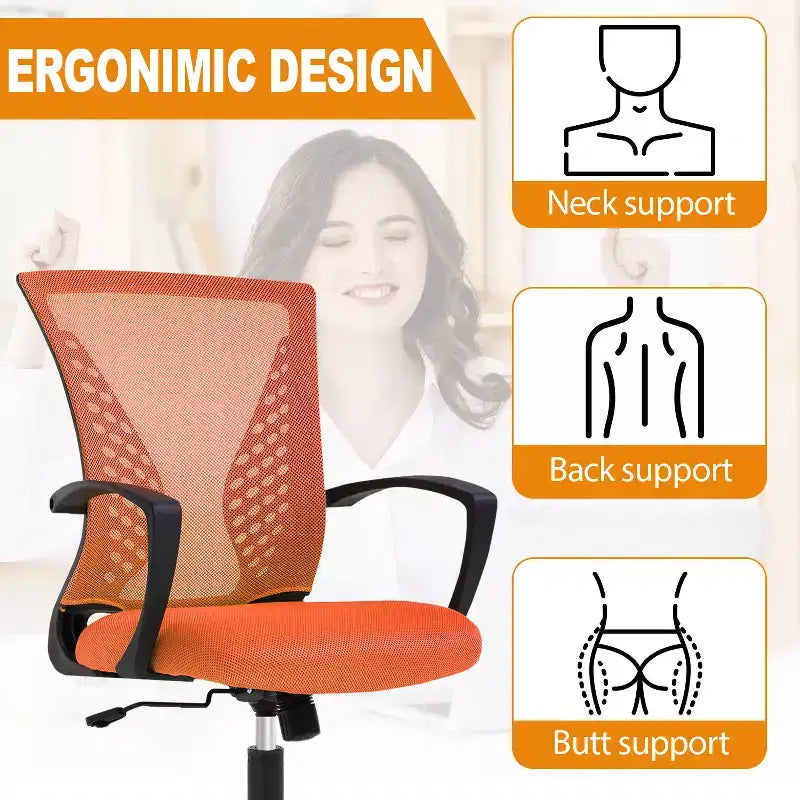 Chaise de bureau en maille BestMassage, chaise de bureau d'ordinateur, chaise de direction avec siège réglable en hauteur et dossier respirant