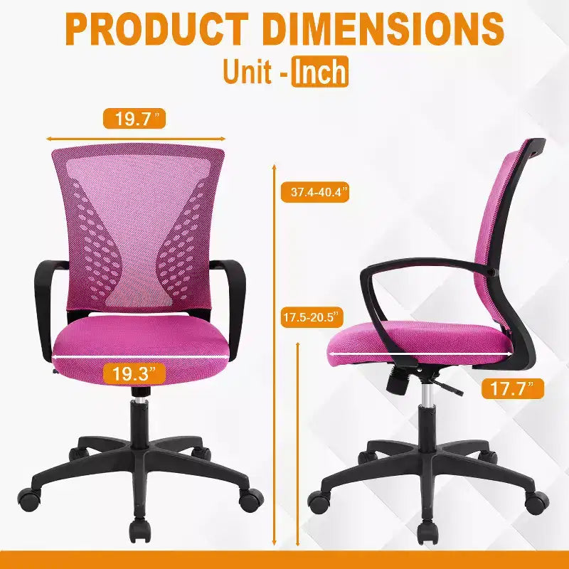 Chaise de bureau en maille BestMassage, chaise de bureau d'ordinateur, chaise de direction avec siège réglable en hauteur et dossier respirant