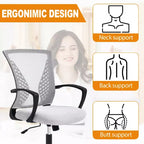 Chaise de bureau en maille BestMassage, chaise de bureau d'ordinateur, chaise de direction avec siège réglable en hauteur et dossier respirant