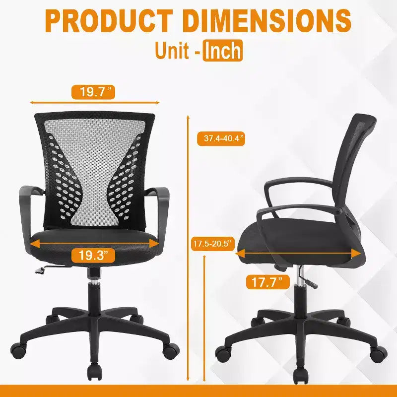 Chaise de bureau en maille BestMassage, chaise de bureau d'ordinateur, chaise de direction avec siège réglable en hauteur et dossier respirant