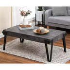 LuxenHome Table basse de 109,2 cm de large en bois manufacturé gris chêne et métal noir