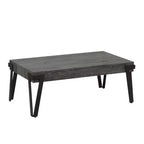 LuxenHome Table basse de 109,2 cm de large en bois manufacturé gris chêne et métal noir