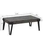 LuxenHome Table basse de 109,2 cm de large en bois manufacturé gris chêne et métal noir
