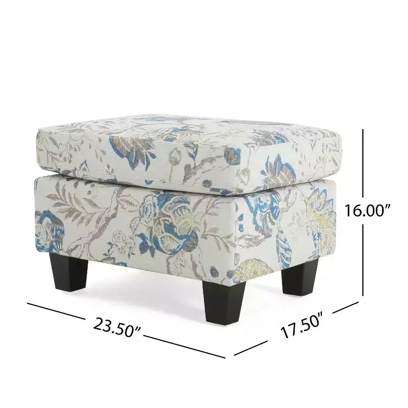 Christopher Knight Home Spield Ottoman rembourré à cadre en bois contemporain, beige/bleu