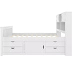 Cadre de lit plateforme capitaine double avec bibliothèques de rangement, étagères, armoire et 4 tiroirs - ModernLuxe