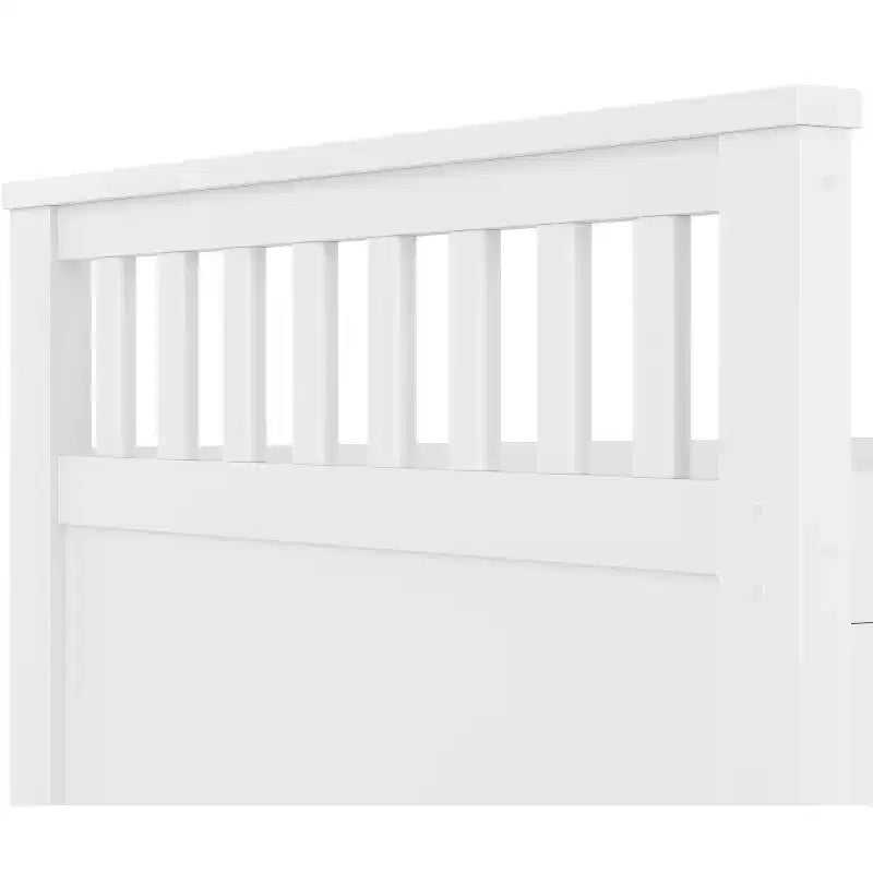 Cadre de lit plateforme capitaine double avec bibliothèques de rangement, étagères, armoire et 4 tiroirs - ModernLuxe