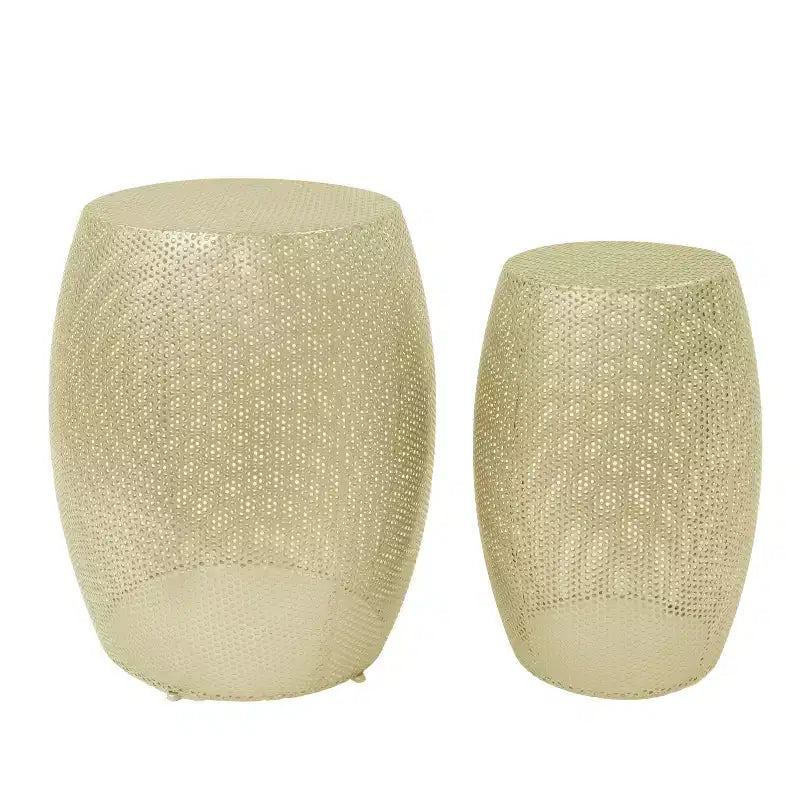 GDFStudio Emory, ensemble de 2 tables d'appoint rondes creuses modernes en métal, or