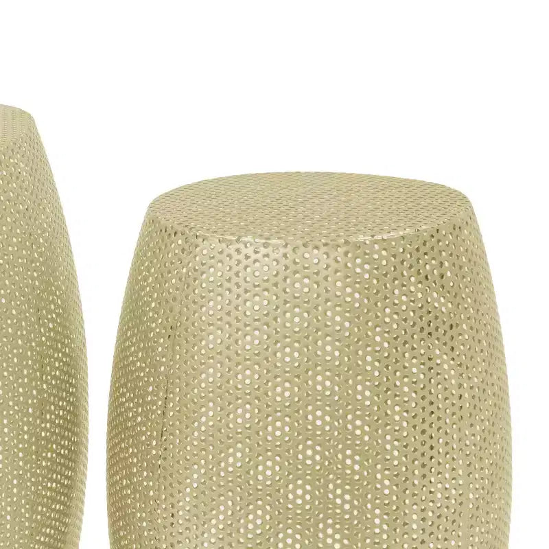 GDFStudio Emory, ensemble de 2 tables d'appoint rondes creuses modernes en métal, or