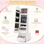 Costway Coiffeuse Enfant Maquillage Princesse Table et Chaise avec Armoire à Bijoux Blanc/Rose