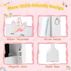 Costway Coiffeuse Enfant Maquillage Princesse Table et Chaise avec Armoire à Bijoux Blanc/Rose