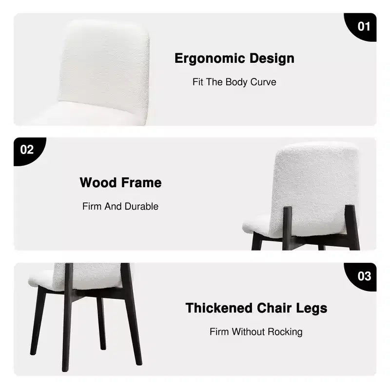 Pexfix Chaises de salle à manger capitonnées en fausse fourrure blanche - Lot de 2