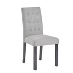 VECELO Chaises de salle à manger capitonnées Lot de 2/4/6 Chaises à dossier haut avec boutons touffetés Siège rembourré et pieds en bois d'hévéa Chaises de salle à manger Café/Beige/Gris