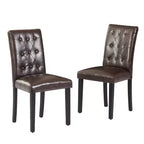 VECELO Chaises de salle à manger capitonnées Lot de 2/4/6 Chaises à dossier haut avec boutons touffetés Siège rembourré et pieds en bois d'hévéa Chaises de salle à manger Café/Beige/Gris