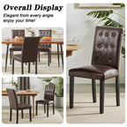 VECELO Chaises de salle à manger capitonnées Lot de 2/4/6 Chaises à dossier haut avec boutons touffetés Siège rembourré et pieds en bois d'hévéa Chaises de salle à manger Café/Beige/Gris