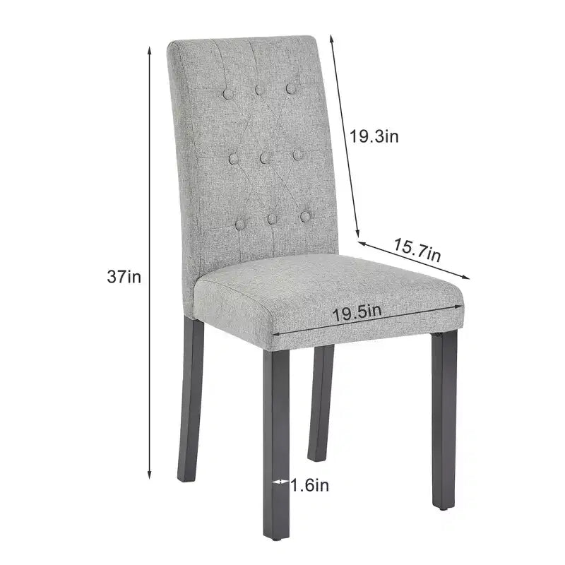 VECELO Chaises de salle à manger capitonnées Lot de 2/4/6 Chaises à dossier haut avec boutons touffetés Siège rembourré et pieds en bois d'hévéa Chaises de salle à manger Café/Beige/Gris