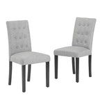 VECELO Chaises de salle à manger capitonnées Lot de 2/4/6 Chaises à dossier haut avec boutons touffetés Siège rembourré et pieds en bois d'hévéa Chaises de salle à manger Café/Beige/Gris