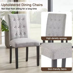 VECELO Chaises de salle à manger capitonnées Lot de 2/4/6 Chaises à dossier haut avec boutons touffetés Siège rembourré et pieds en bois d'hévéa Chaises de salle à manger Café/Beige/Gris
