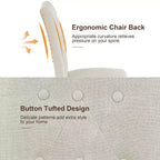 VECELO Chaises de salle à manger capitonnées Lot de 2/4/6 Chaises à dossier haut avec boutons touffetés Siège rembourré et pieds en bois d'hévéa Chaises de salle à manger Café/Beige/Gris