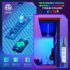 Bureau gaming réversible Bestier 61 avec prise électrique et LED, avec étagères à 4 niveaux