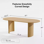 PexFix Haiden Table à manger ovale 67x33.5, bois massif, tables de cuisine