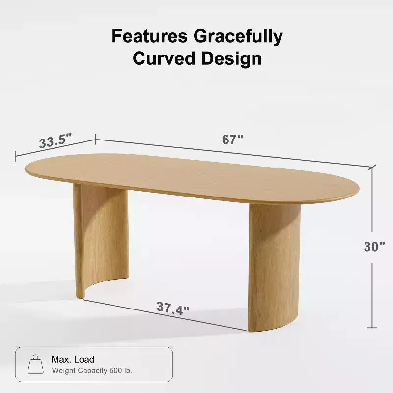PexFix Haiden Table à manger ovale 67x33.5, bois massif, tables de cuisine