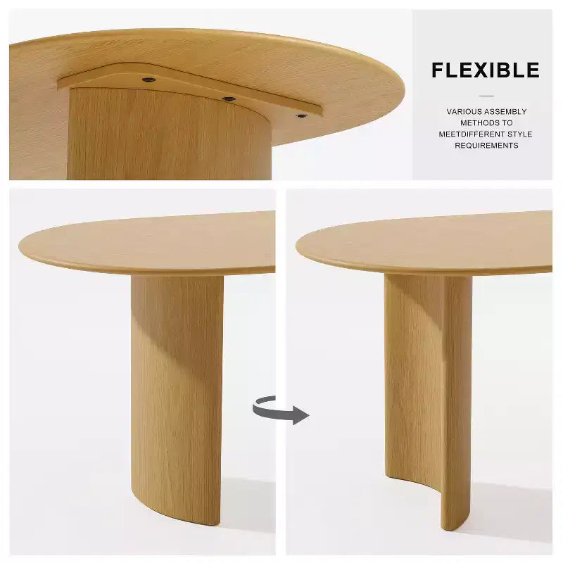 PexFix Haiden Table à manger ovale 67x33.5, bois massif, tables de cuisine