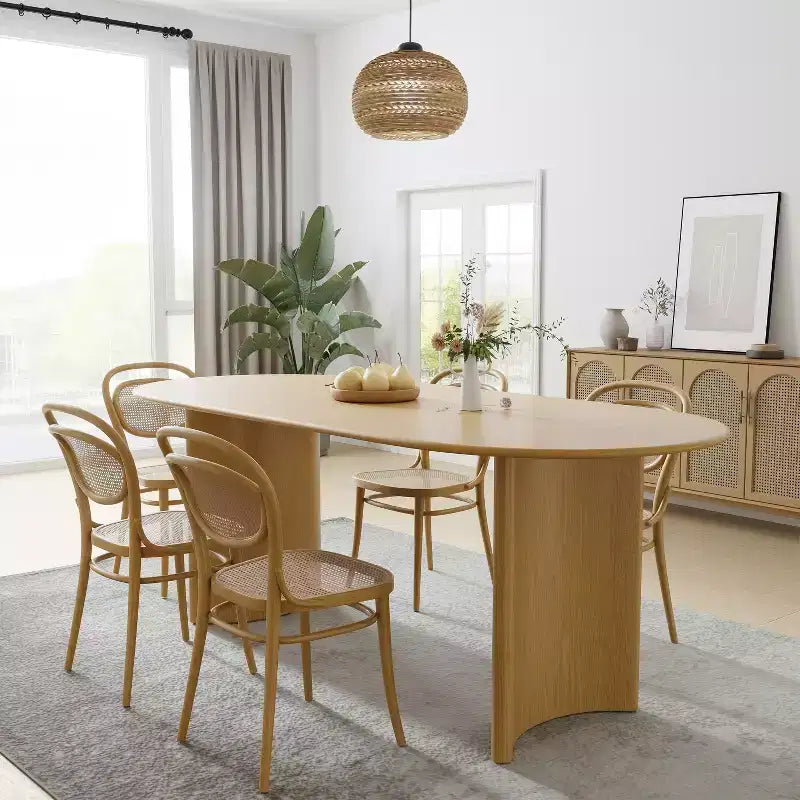 PexFix Haiden Table à manger ovale 67x33.5, bois massif, tables de cuisine