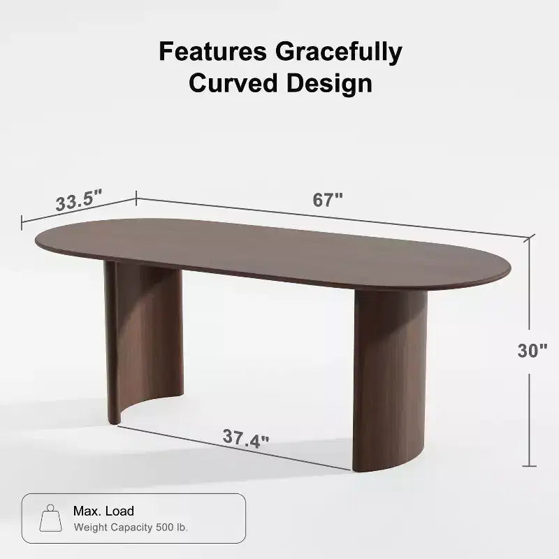 PexFix Haiden Table à manger ovale 67x33.5, bois massif, tables de cuisine