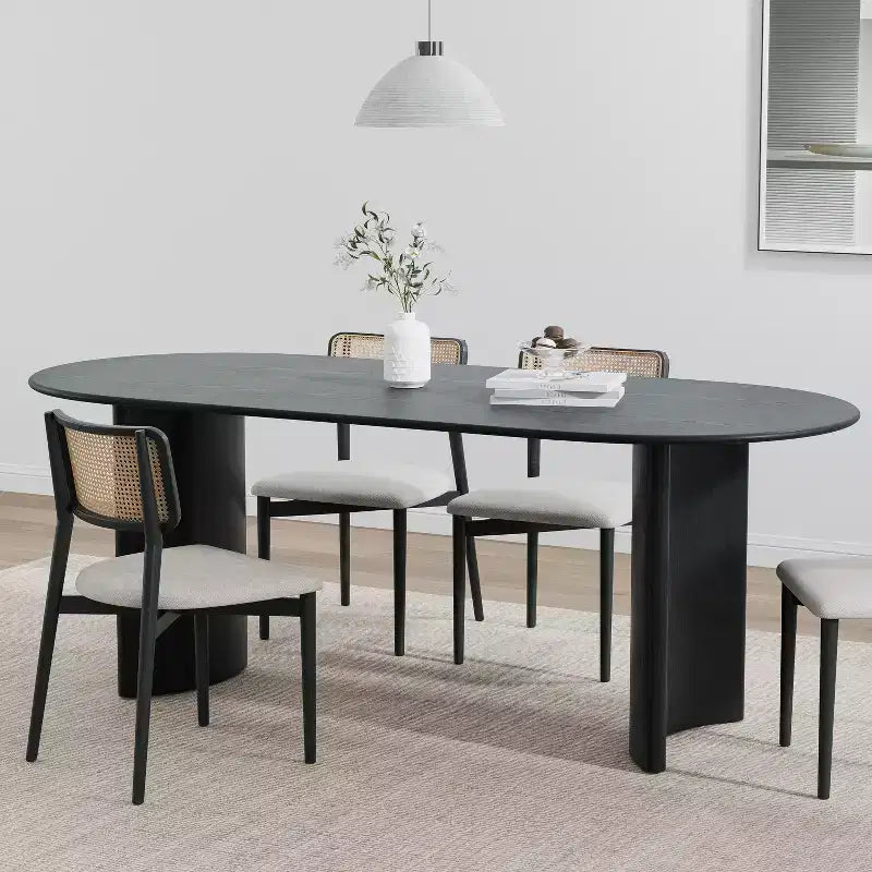 PexFix Haiden Table à manger ovale 67x33.5, bois massif, tables de cuisine