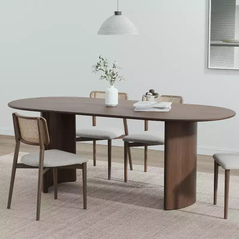 PexFix Haiden Table à manger ovale 67x33.5, bois massif, tables de cuisine