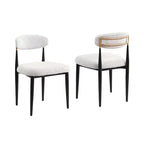 Ensemble de salle à manger moderne de 7 pièces avec table en faux marbre et chaises sans accoudoirs en tissu bouclé pour cuisine - Morden Fort