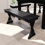 Banc de ferme pliant Flash Furniture HERCULES 40 x 12 en pin massif antique noir délavé de qualité commerciale avec pieds en X verrouillables et pliables