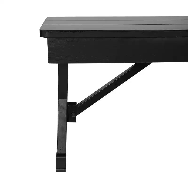Banc de ferme pliant Flash Furniture HERCULES 40 x 12 en pin massif antique noir délavé de qualité commerciale avec pieds en X verrouillables et pliables