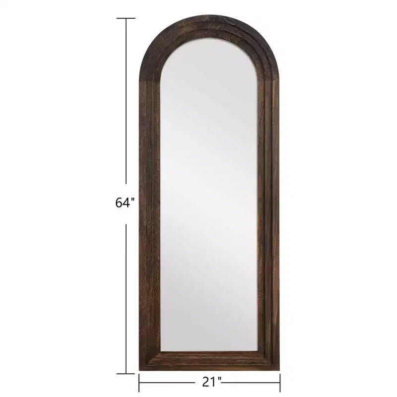 PexFix 21 po l. x 64 po H Miroir en bois massif cintrée classique, encadré en marron