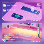 Bureau de jeu en U Bestier 63 pouces avec LED et prises de courant