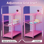 Bureau de jeu en U Bestier 63 pouces avec LED et prises de courant
