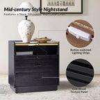 Table d'appoint Alcide avec port USB et lumière LED | ART OF LIVING DESIGNS-NOIR