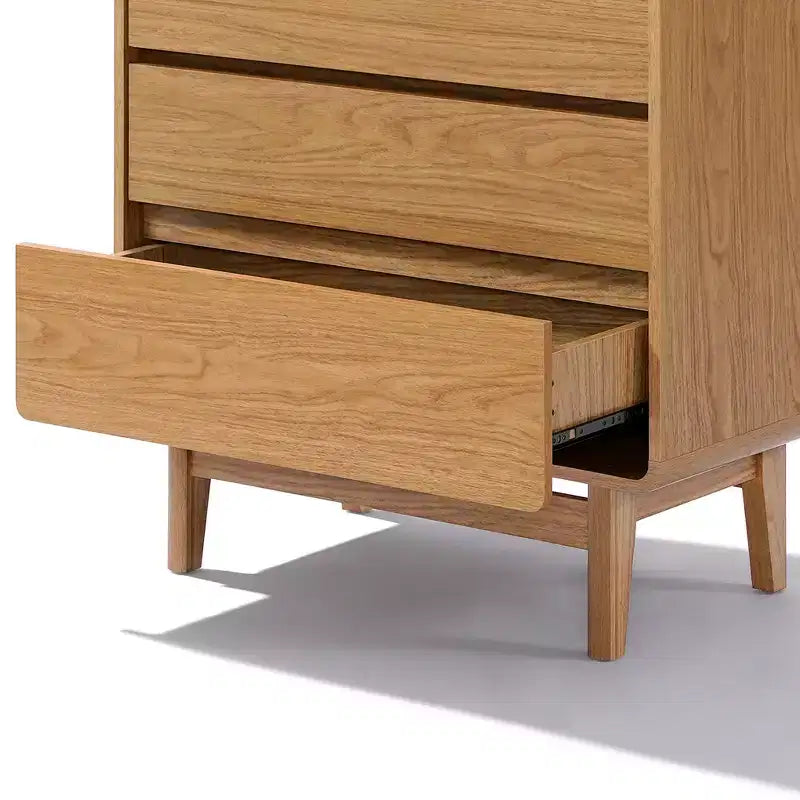 Commode d'homme à 5 tiroirs LuxenHome Summer Oak en bois d'ingénierie, 123 cm de hauteur, marron